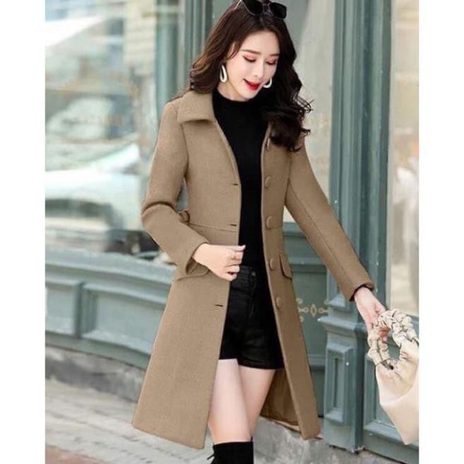 Áo Khoác Dạ Dài Cổ Vest Phối Nút Cao Cấp Có Đai 2 Lớp Siêu Ấm | BigBuy360 - bigbuy360.vn