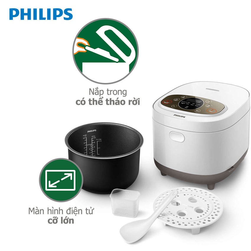 Nồi Cơm Điện Tử Philips HD4528, HD4533 &amp; HD4515, HD3132 - Bảo Hành Chính Hãng 2 Năm