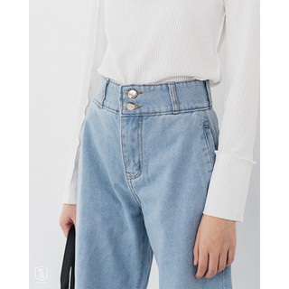 Quần Jeans Bò Culottes Nữ SSSTUTTER Button Jeans