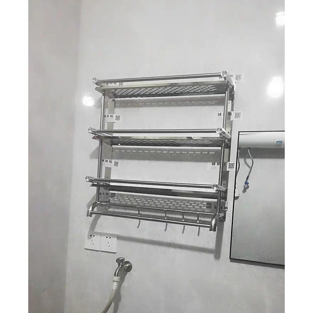 Kệ treo khăn inox 3 tầng 50cm kệ nhà tắm sang trọng thời thượng DH-PKNT008