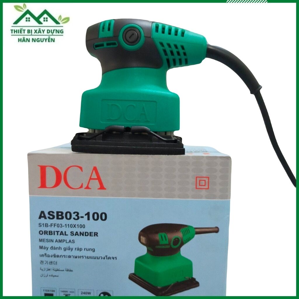 Máy chà nhám rung vuông cầm tay DCA ASB03-100,chà nhám gỗ mini