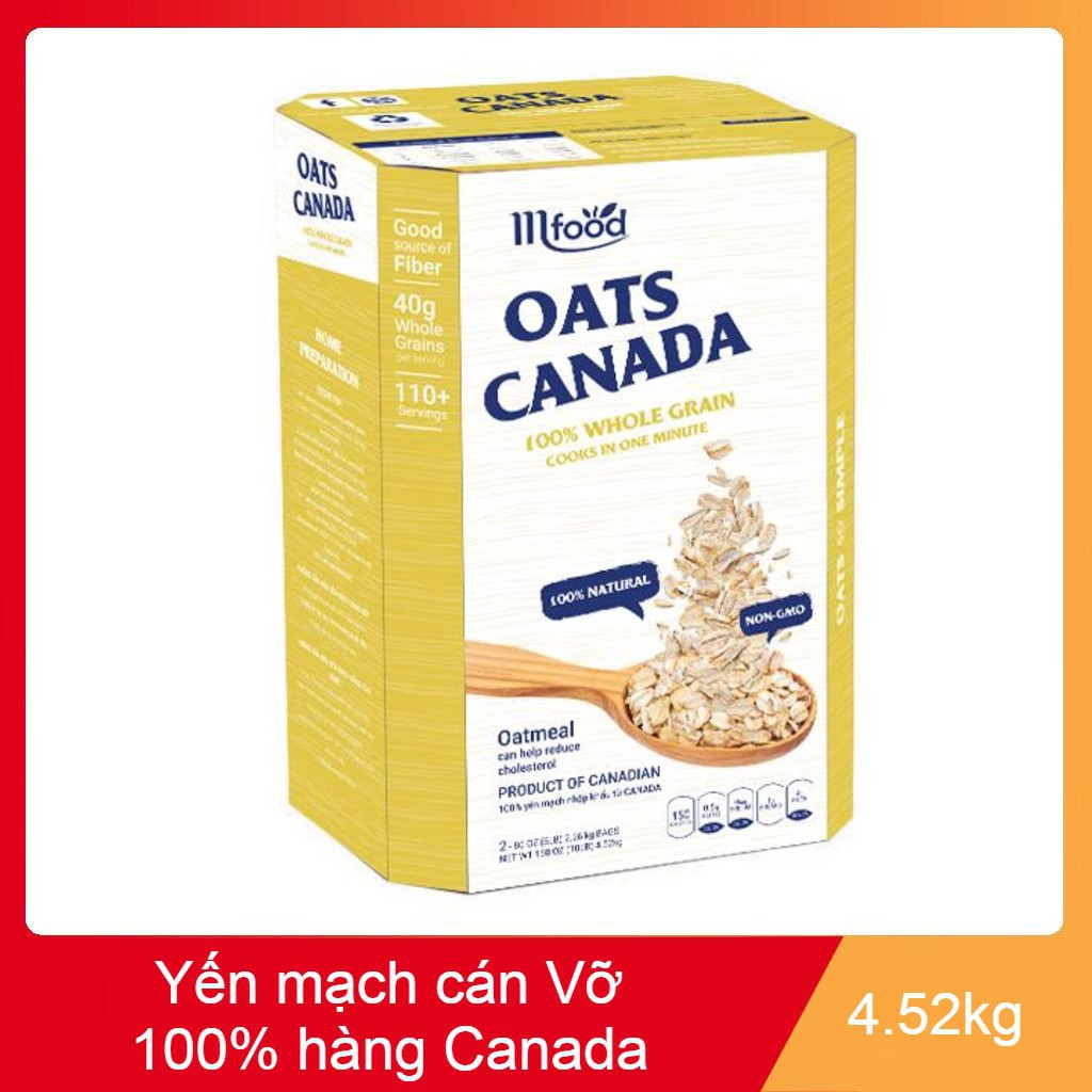 Yến Mạch Cán Vỡ Oats Canada hộp 4.52kg