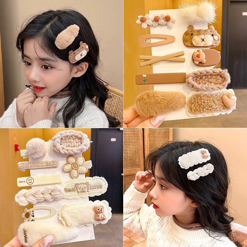 8/9/10 Kẹp Tóc Vải Lông Phong Cách Hàn Quốc Dễ Thương