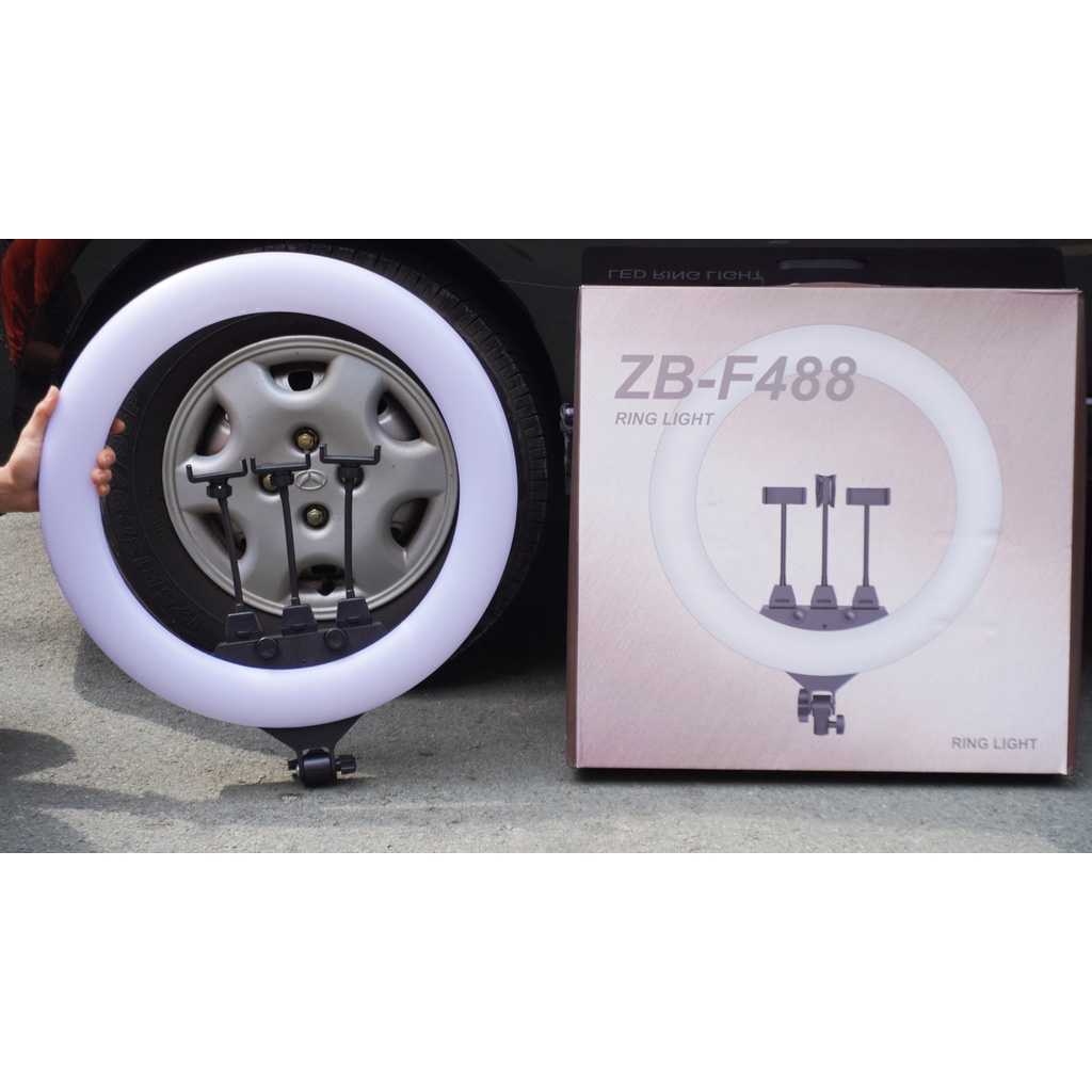 ĐÈN LIVESTREAM 55CM-80W ZB-F488 loại xịn 3 kẹp điện thoại+remote quay tiktok-bigo, makeup