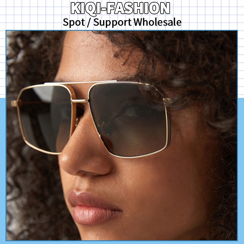 (KIQI-FASHION) COD Kính Mát Gọng Kim Loại Chống Tia Uv400 Thời Trang Cho Nam Nữ