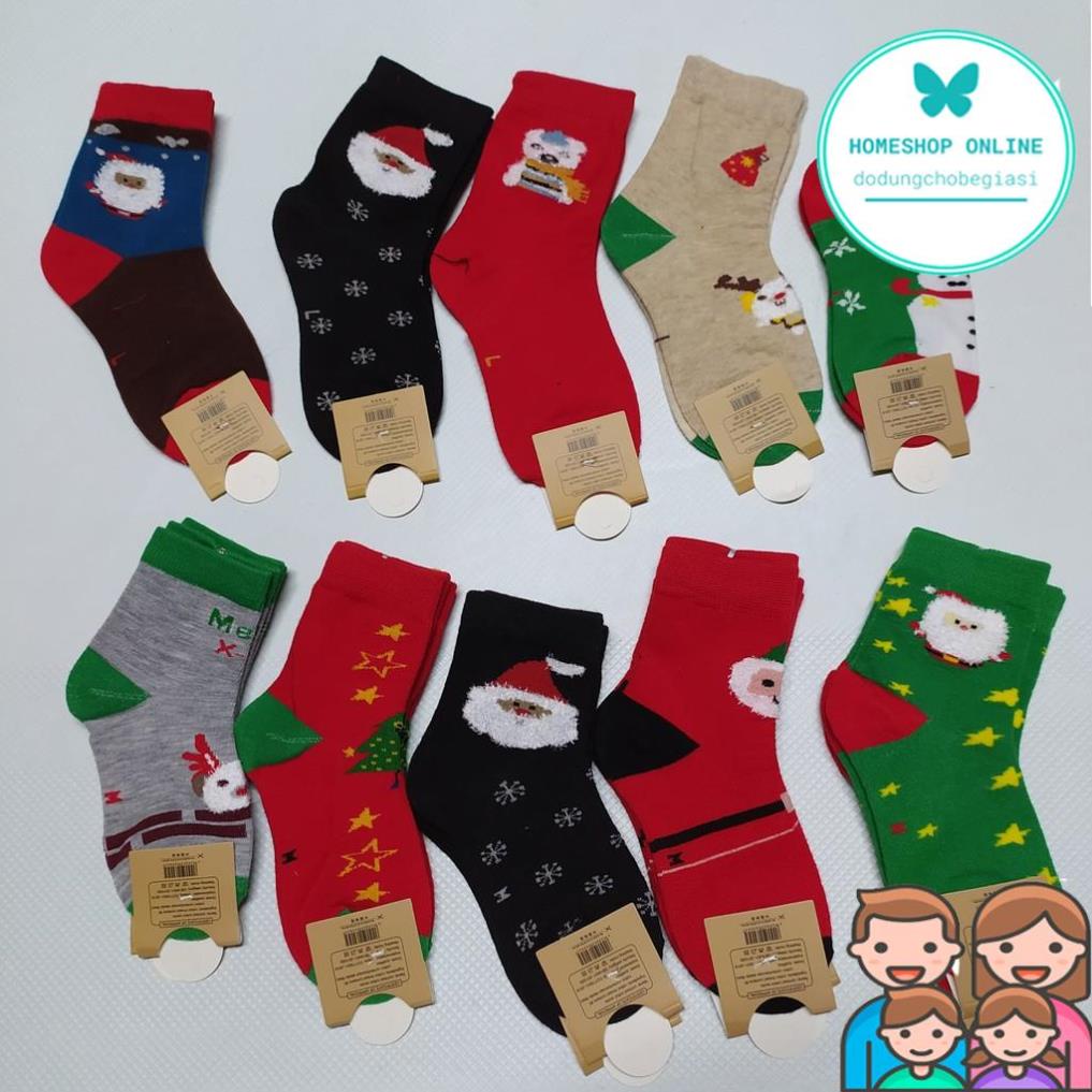 Set 5 đôi tất len noel giáng sinh cho bé cổ cao chất dày đẹp cho bé trai bé gái size từ 1-8 tuổi