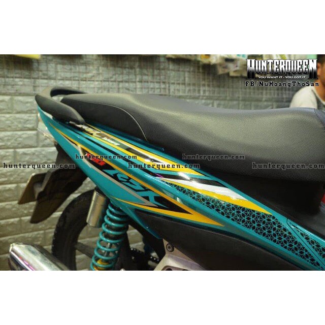 Tem rời dán xe WAVE RSX 2014 xanh ngọc. Cánh chim ghép Crom sáng bóng