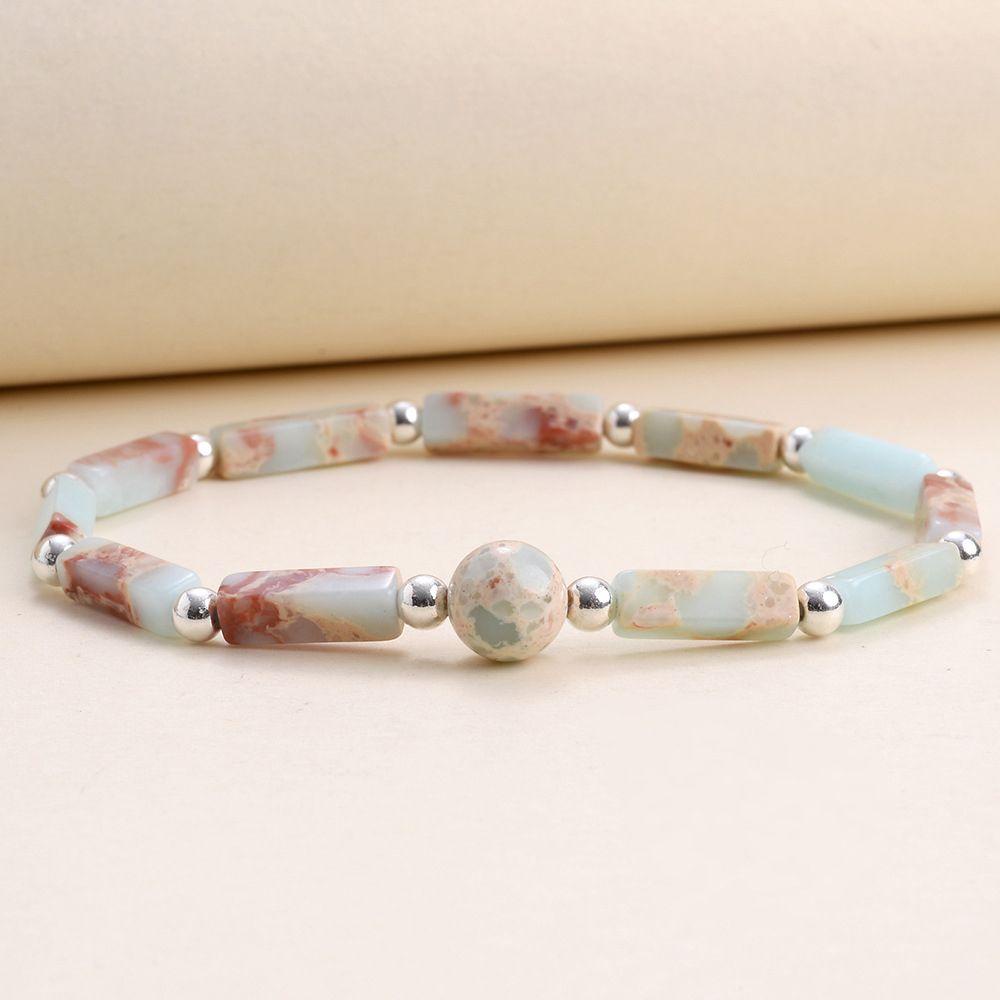 Vòng Tay Chuỗi Hạt Tự Nhiên Hình Vuông Đơn Giản Sáng Tạo Cho Nữ