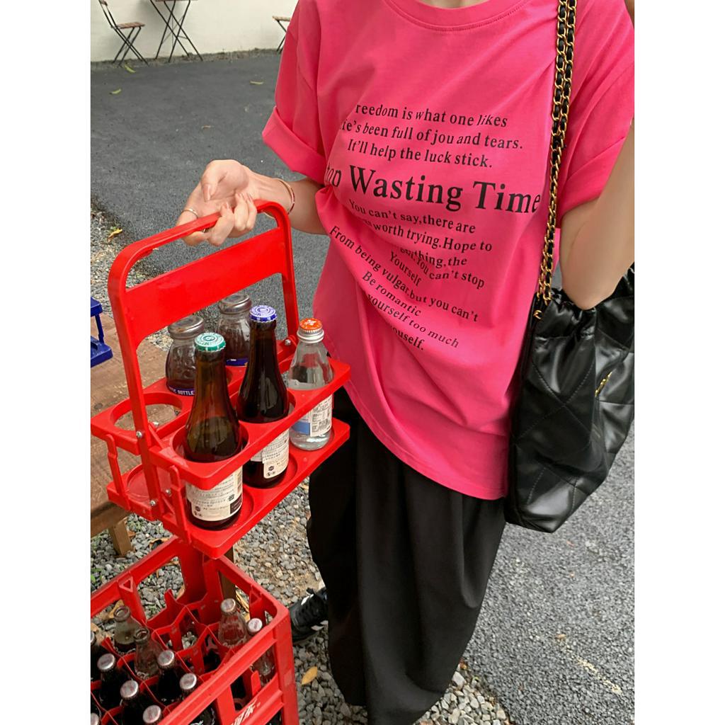 Ethelgirl Áo Thun Tay Ngắn Dáng Rộng In Chữ Phong Cách Hàn Quốc Thời Trang Cho Nam Và Nữ