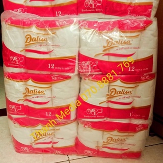 Giấy giá rẻ Dalisa - 1 lốc 12 cuộn giấy không lõi, giấy trắng mềm dai và sạch - giá bán 1 lốc