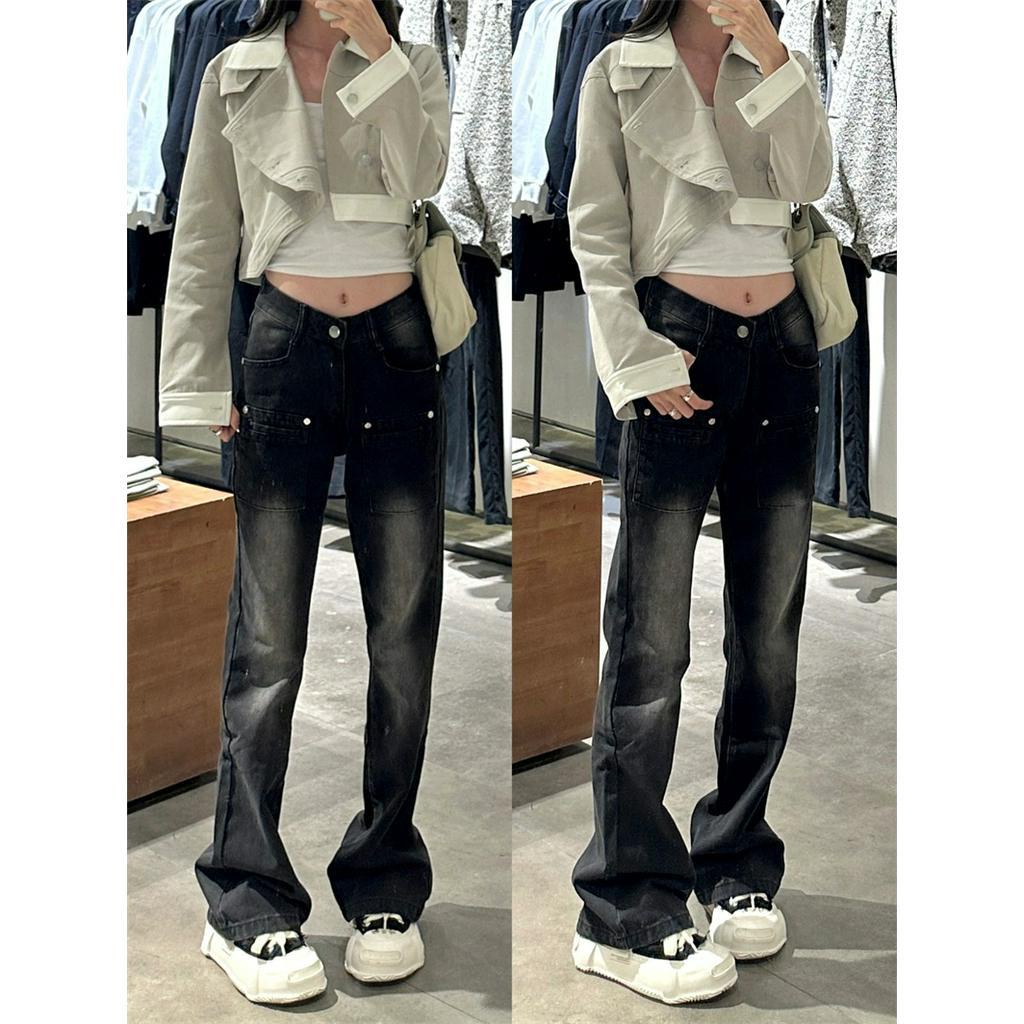 qkoole  Quần Jean Lưng Cao Dáng Ôm Phong Cách Thời Trang Đường Phố Mỹ Cổ Điển Dễ Phối Đồ Hàng Mới Dành Cho Bạn Nữ