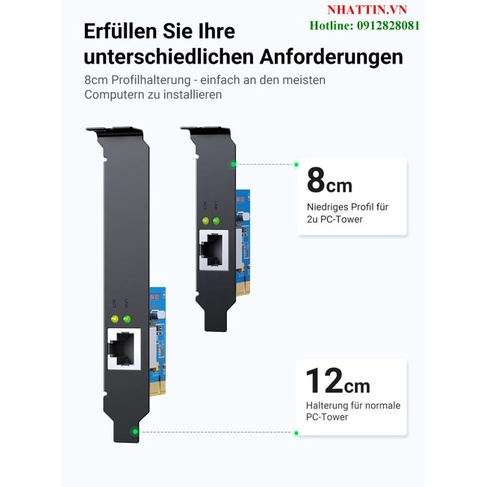 Card mạng Lan PCI Express Gigabit Ethernet 10/100/1000Mbps Ugreen 30771 cao cấp