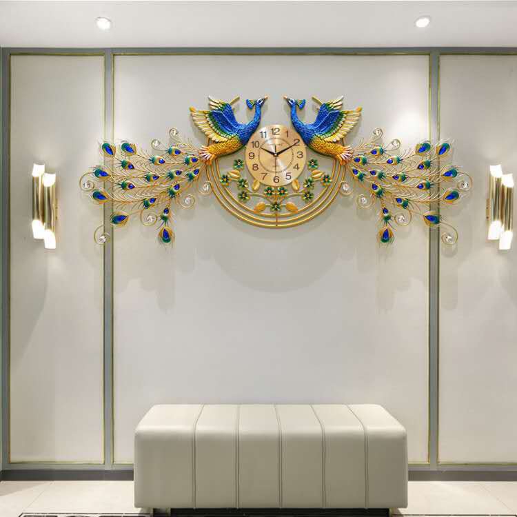 Đồng Hồ Treo Tường Trang Trí Phòng Khách Hình Con Công Chính Hãng Bảo Hành 36 Tháng