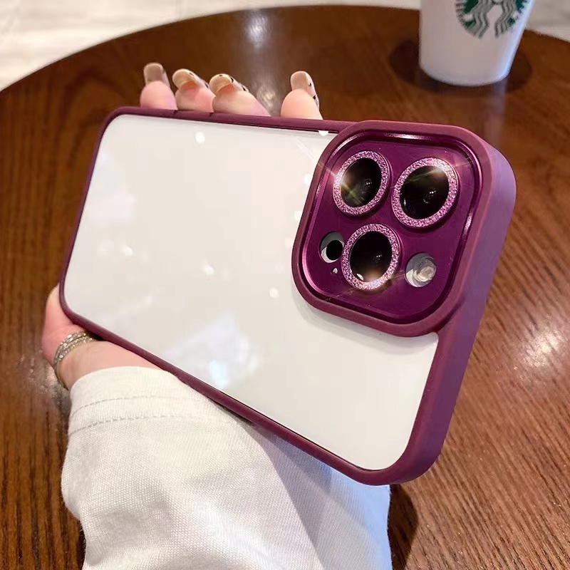 Ốp Điện Thoại acrylic Cứng Trong Suốt Phối Kim Tuyến Hình Tròn Cho compatible for iPhone 13 pro max 12 pro max 11 pro max case