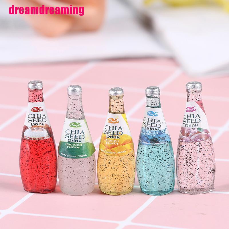Set 5 mô hình chai đồ uống xinh xắn cho nhà búp bê