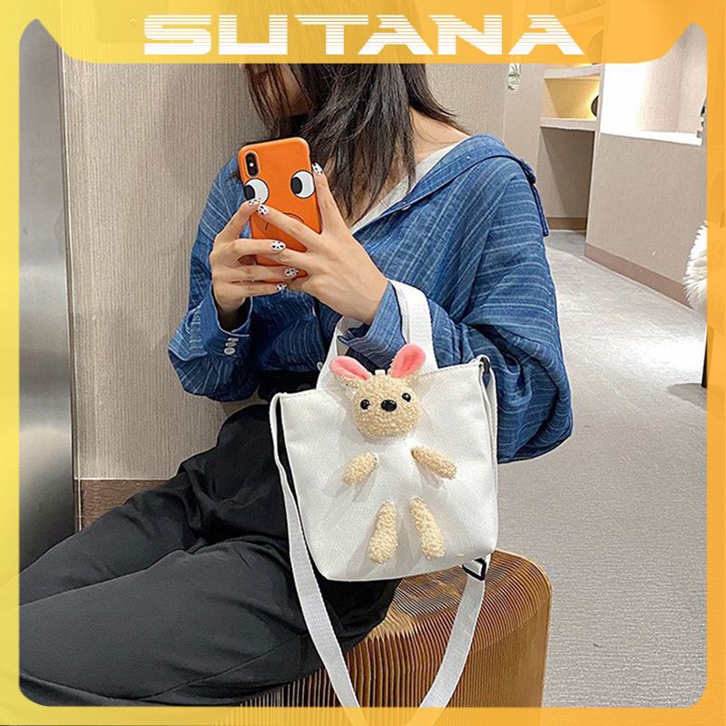 Túi tote vải canvas cỡ nhỏ đeo chéo trơn mềm đi học đẹp giá rẻ TT4