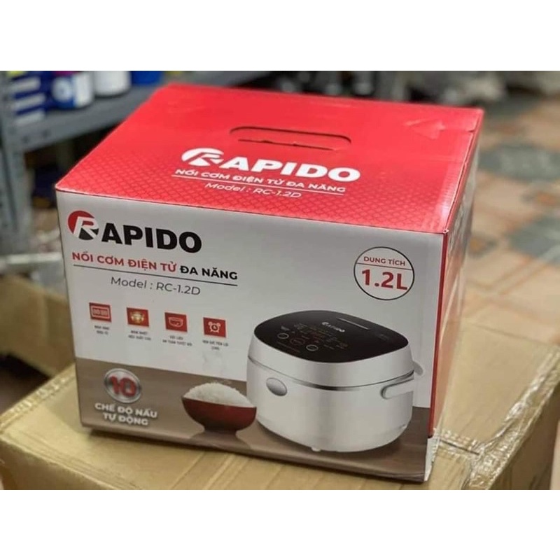 Nồi Cơm Điện Tử Rapido 1.2L RC-1.2D Có 10 Chức Năng Nấu - Bảo Hành Chính Hãng 12 Tháng