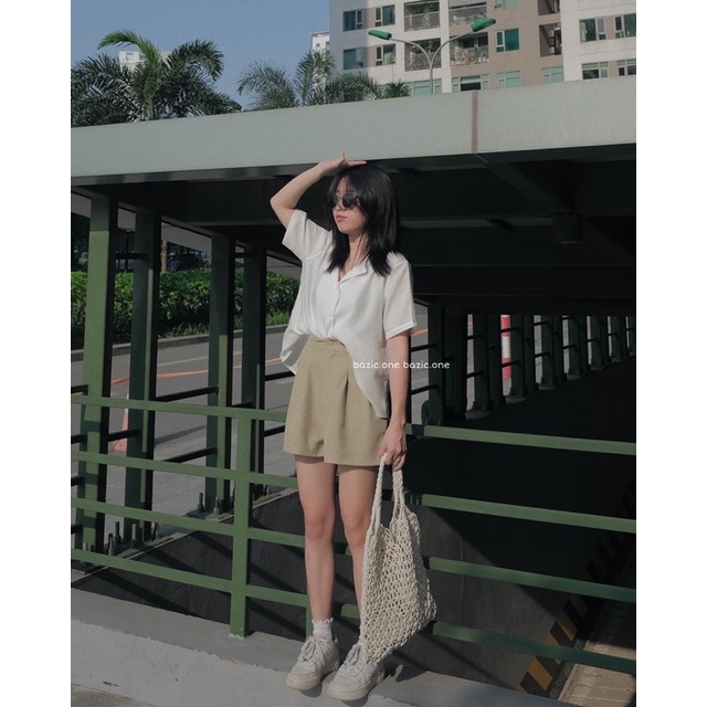 Quần short vải ống rộng nhiều màu, quần short cạp chun sau Bazic one | BigBuy360 - bigbuy360.vn