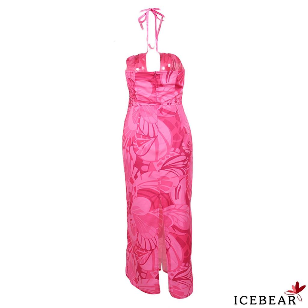 Đầm Dài Xẻ Tà Hở Lưng In Họa Tiết Hoa Thời Trang Mùa Hè Cho Nữ