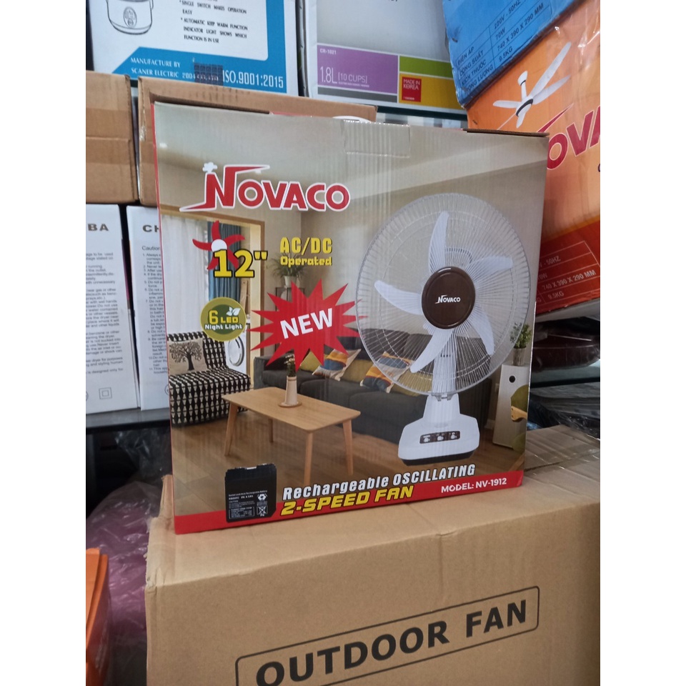 Quạt Tích NOVACO Chính Hãng Bảo Hành 6 Tháng, Chạy Liên Tục 8h, Có Đèn Led - Tặng Kèm Dây Sạc Ắc Quy