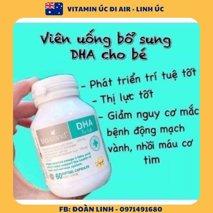Viên uống Bioisland DHA for Kid, Hàng Chuẩn Úc, 60 viên