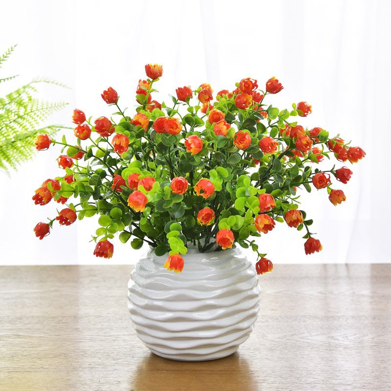 Hoa decor, chậu hoa giả mini cắm sẵn nhiều màu lựa chọn