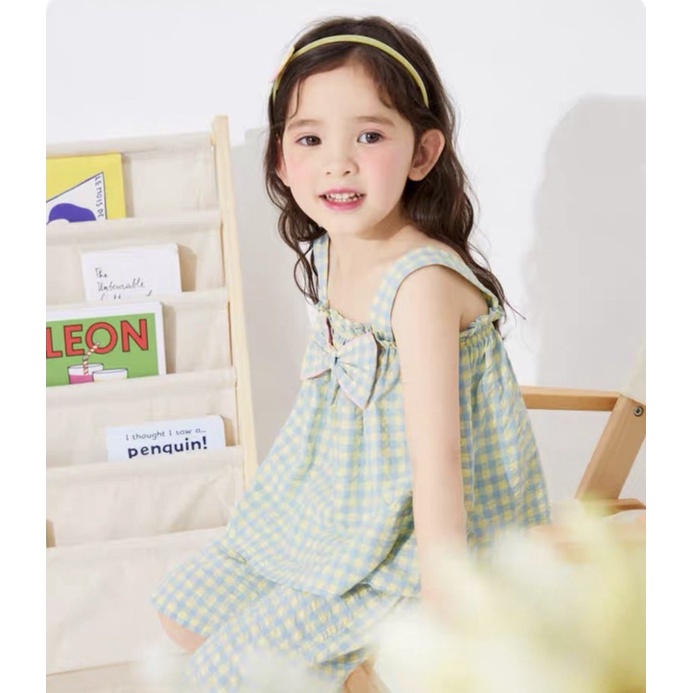 Bộ Lửng Bé Gái Đính Nơ Kẻ Ô MLS