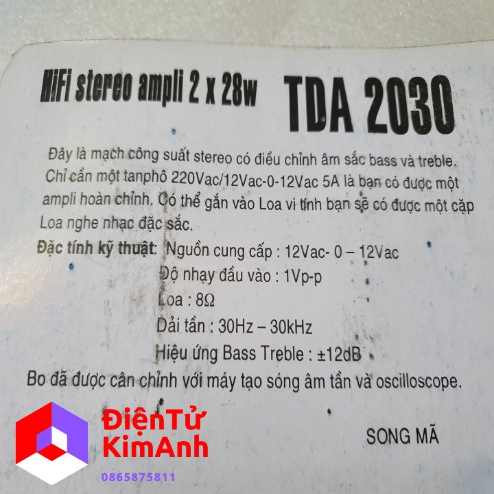 Mạch công suất stereo 2x28w TDA2030