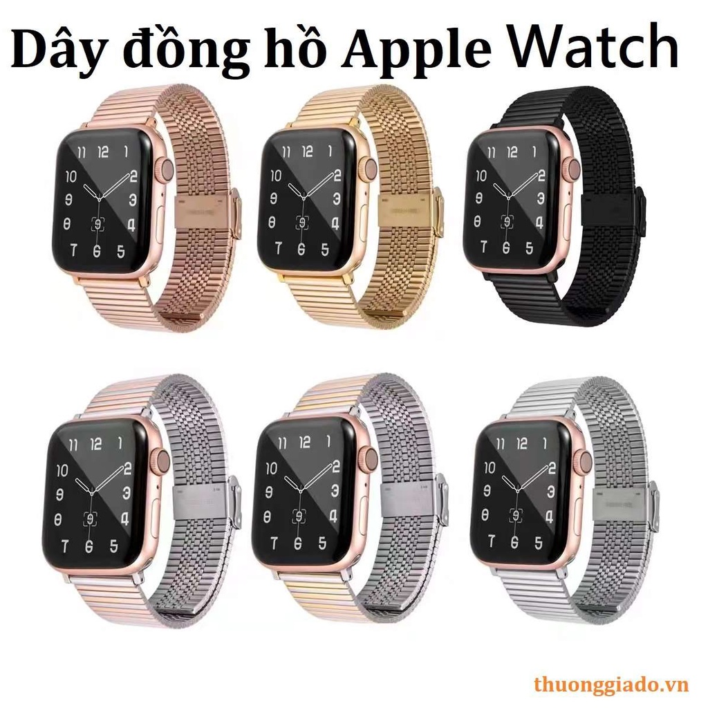 Dây đồng hồ Apple Watch 38mm/ 40mm/ 41mm/ 42mm/ 44mm/ 45mm (chất liệu hợp kim, mắt song song) series 1 đến series 7