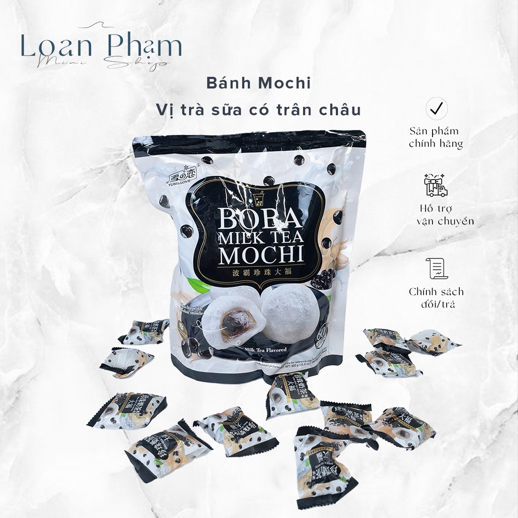 Bánh Mochi Đài Loan Yuki & Love Vị Trà Sữa Có Trân Châu - Món Ăn Vặt 60 bánh/túi