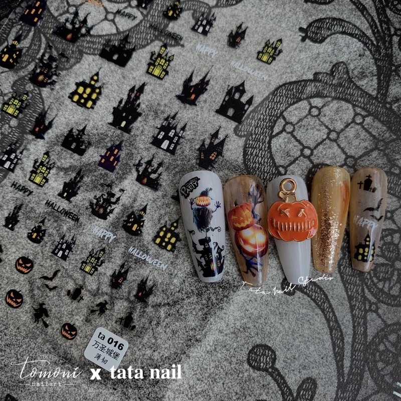 sticker lụa 5d halloween cao cấp dán móng tay nail