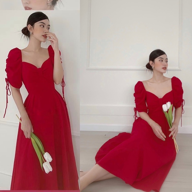 ĐẦM XOÈ TAY PHỒNG CỘT NƠ- HOYADRESS