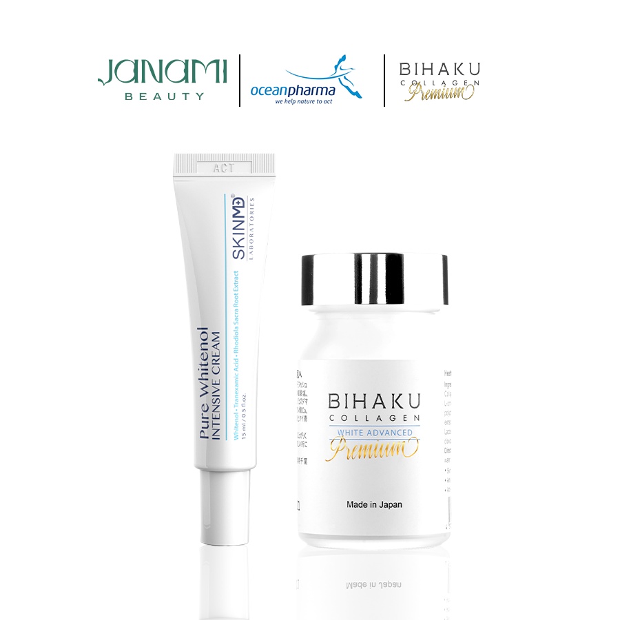 [Mã BMLTM300 giảm đến 300K đơn 499K] Combo Skin MD Pure Whitenol Intensive Cream Bihaku Colagen Premium