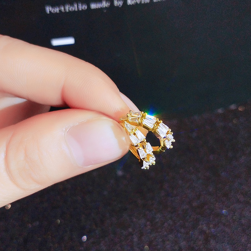 Bông tai JIUDUOLAN màu vàng đính đá zircon tinh tế hợp thời trang dễ phối đồ trang sức cho nữ