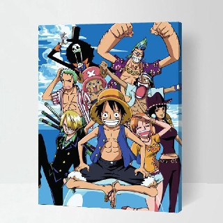Tranh sơn dầu số hóa tự tô màu theo số có khung - [451] ONE PIECE (40*50)