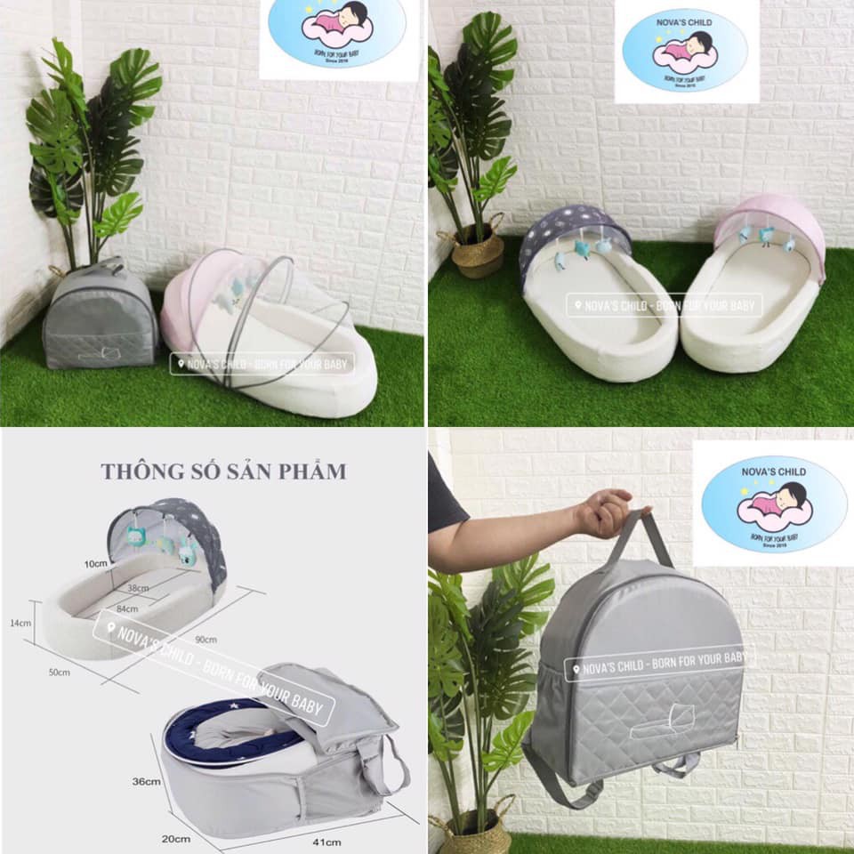 NÔI NGỦ CHUNG GIƯỜNG GẤP GỌN NVC- CÓ TÚI ĐI KÈM TIỆN LỢI CHO BÉ YÊU