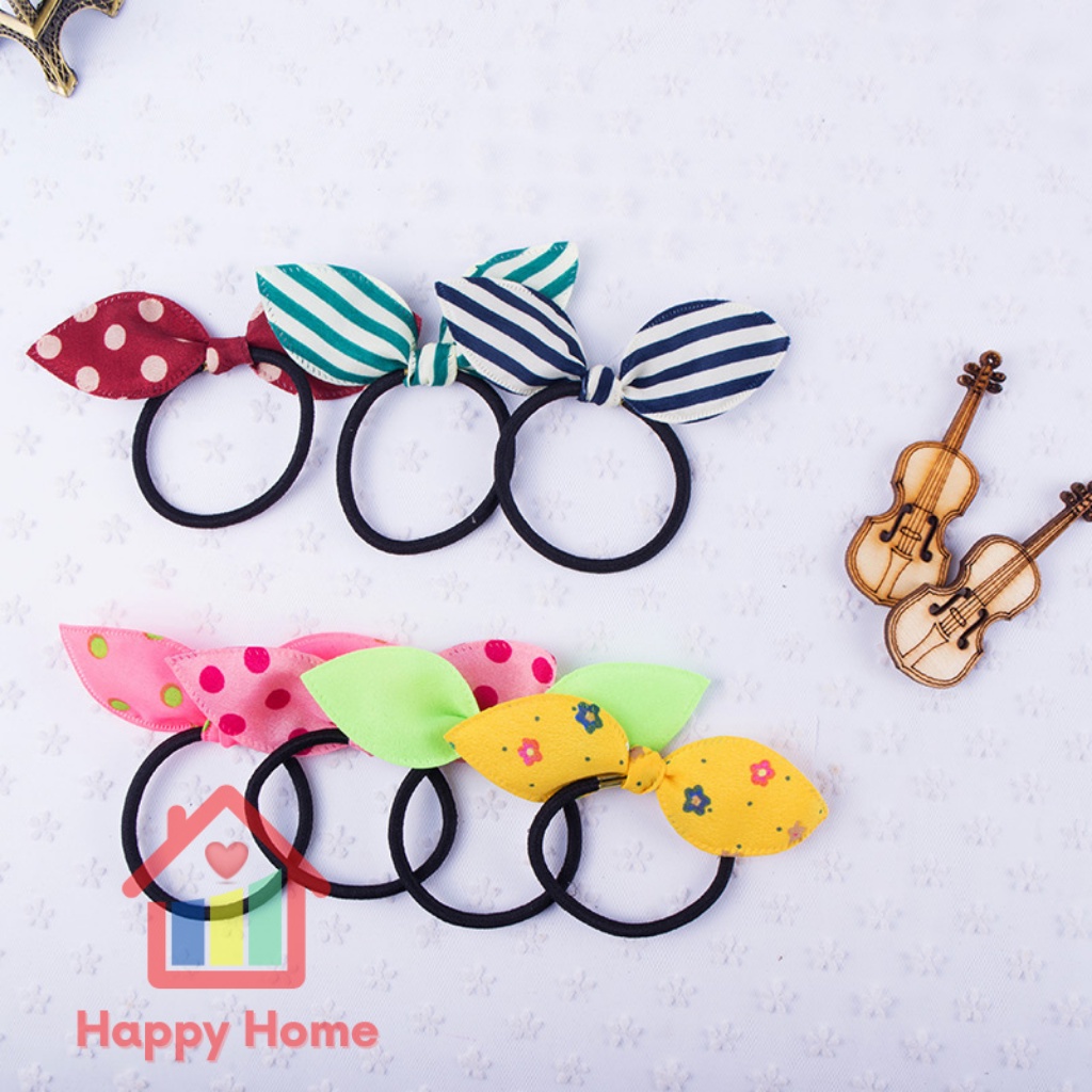 Dây buộc tóc tai thỏ co giãn đáng yêu cho bé gái màu sắc ngẫu nhiên Happy Home