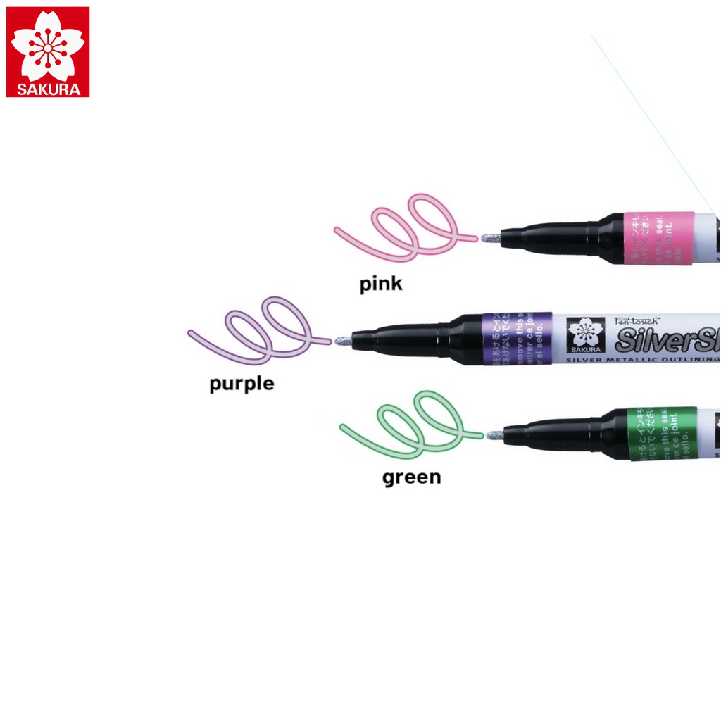 Bút sơn dầu vẽ đa chất liệu bạc ánh kim, có màu viền Sakura PenTouch Silver Shadow, Fine Point - Ngòi 1.0mm
