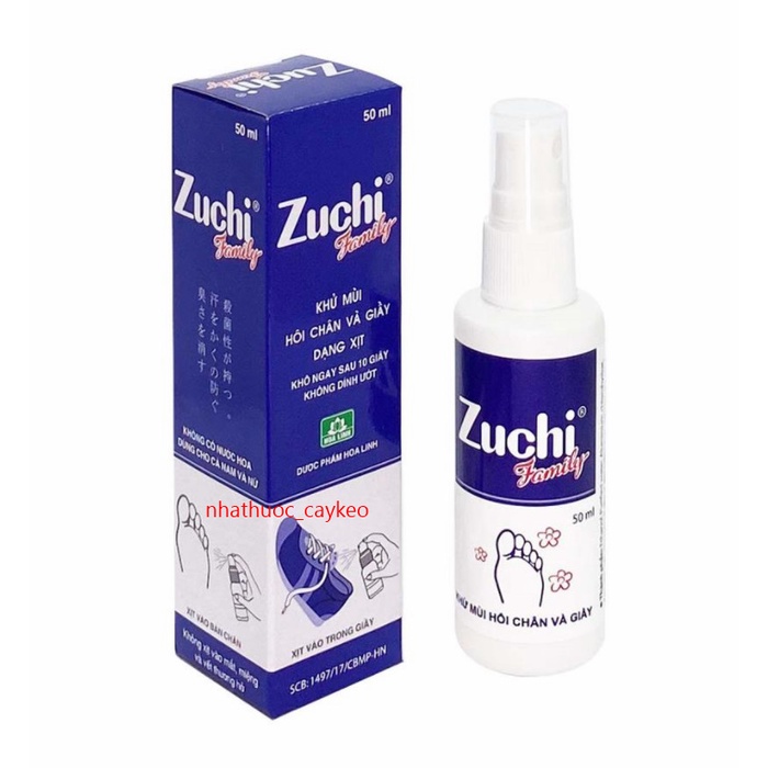 Xịt khử mùi chân, giày Zuchi family chai 50ml