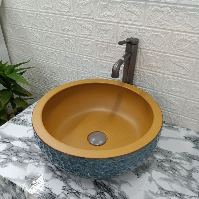 Chậu lavabo bàn đá men ngọc sứ giả đá