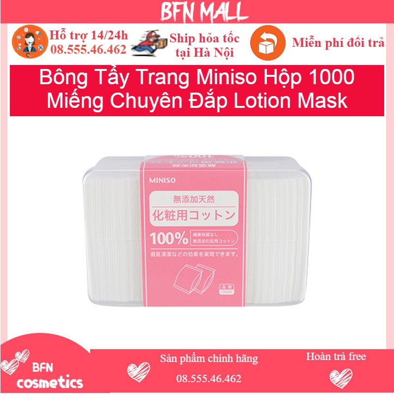 Bông Tẩy Trang Miniso Hộp 1000 Miếng Chuyên Đắp Lotion Mask