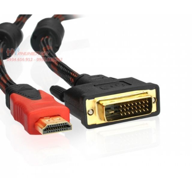 Combo 10 Dây Cáp Tín Hiệu DVI 24+1 Sang HDMI dài 1.5m Bọc Lưới Chống Nhiễu