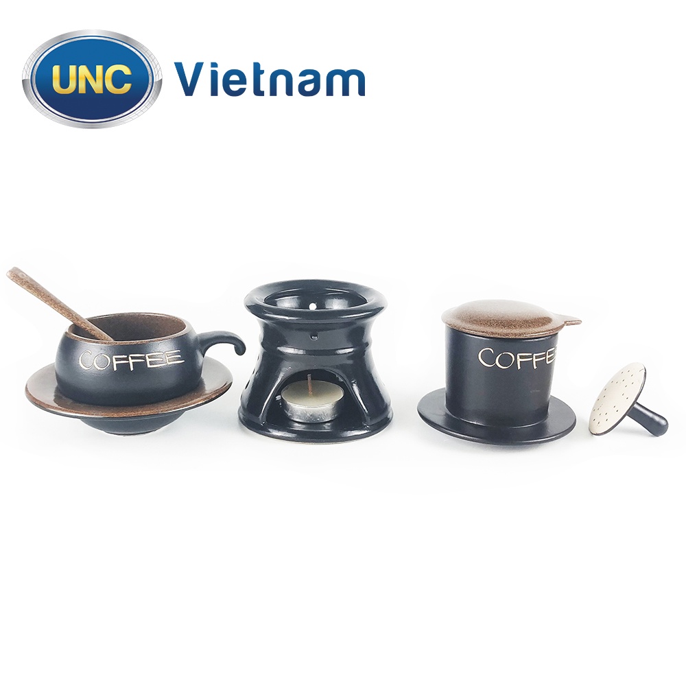 Bộ Phin Cà Phê Sứ UNC Việt Nam - Sử dụng chân đốt giữ nhiệt, nhiều màu sắc, đủ món, pha cafe sẽ ngon hơn.