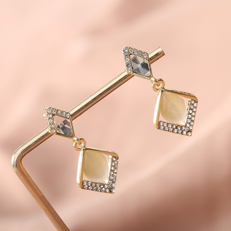 Bông Tai Mạ Bạc 925 Đính Kim Cương Phong Cách Hàn Quốc Mới