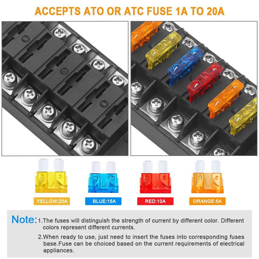 Hộp Cầu Chì Lưỡi Dao 12V / 32V Có Đèn LED Báo Hiệu Dành Cho Tàu Thuyền Ốp