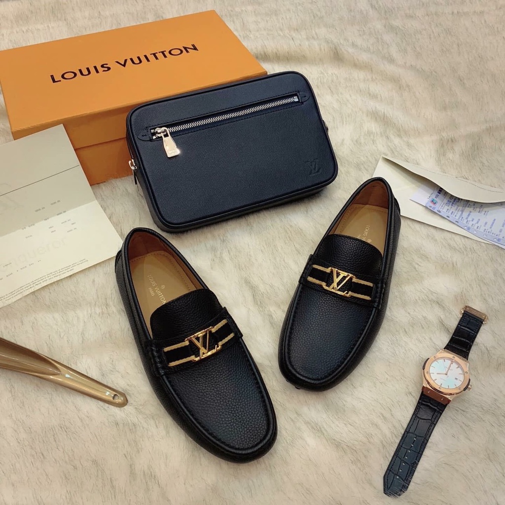 Giày Moca ☀ FULLBOX BILL TÚI ☀ Louis Vuitton da bò tag vải logo đồng fullbox [ Dota ]