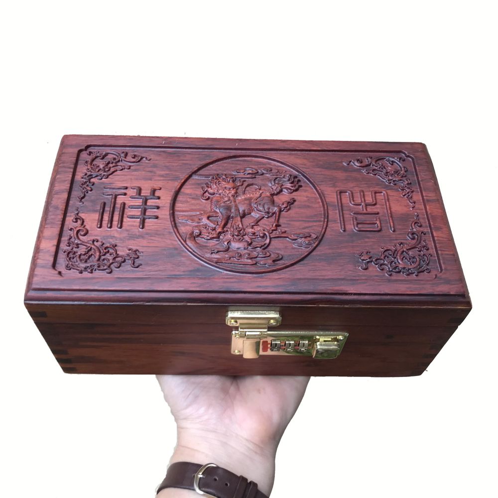 Hộp đựng trang sức,con dấu kỳ lân gỗ cẩm lai