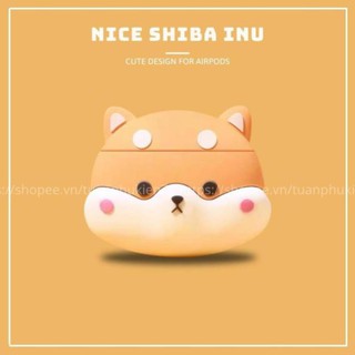 Case Airpods 1/2/I12 Inpods - Vỏ Bao Đựng Bảo Vệ Ốp Tai Nghe, Sillicone Dẻo Chống Bám Bẩn, Va Đập, Chó Shiba Inu