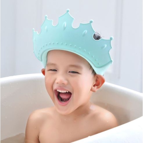 Mũ gội đầu chắn nước vương miện cho bé nhựa PP, có thể điều chỉnh vòng đầu
