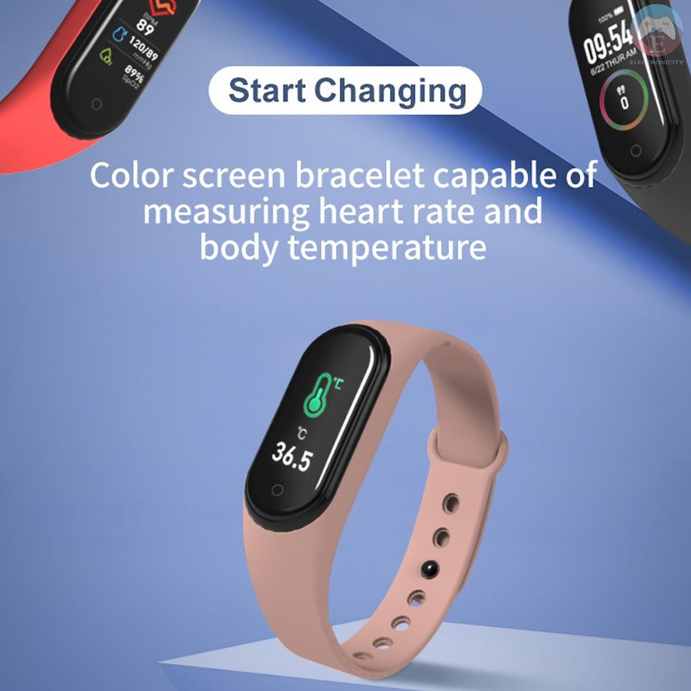 Ê M4 Smart Band Sports Tracker Fitness Bracelet Heart Rate Blood Pressure Sleep Monitor Body Temperature Measure Color Display